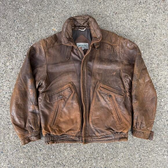American Eagle Outfitters Other - Vintage 90s American Eagle Brown Leather Bomber Jacket